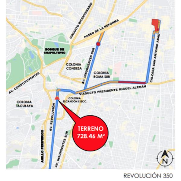 TERRENO EN VENTA EN AV. REVOLUCIÓN, COL. ESCANDÓN